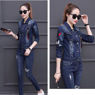 ÁO KHOÁC JEAN NỮ FORM NGẮN TAY THÊU HOA - NK308